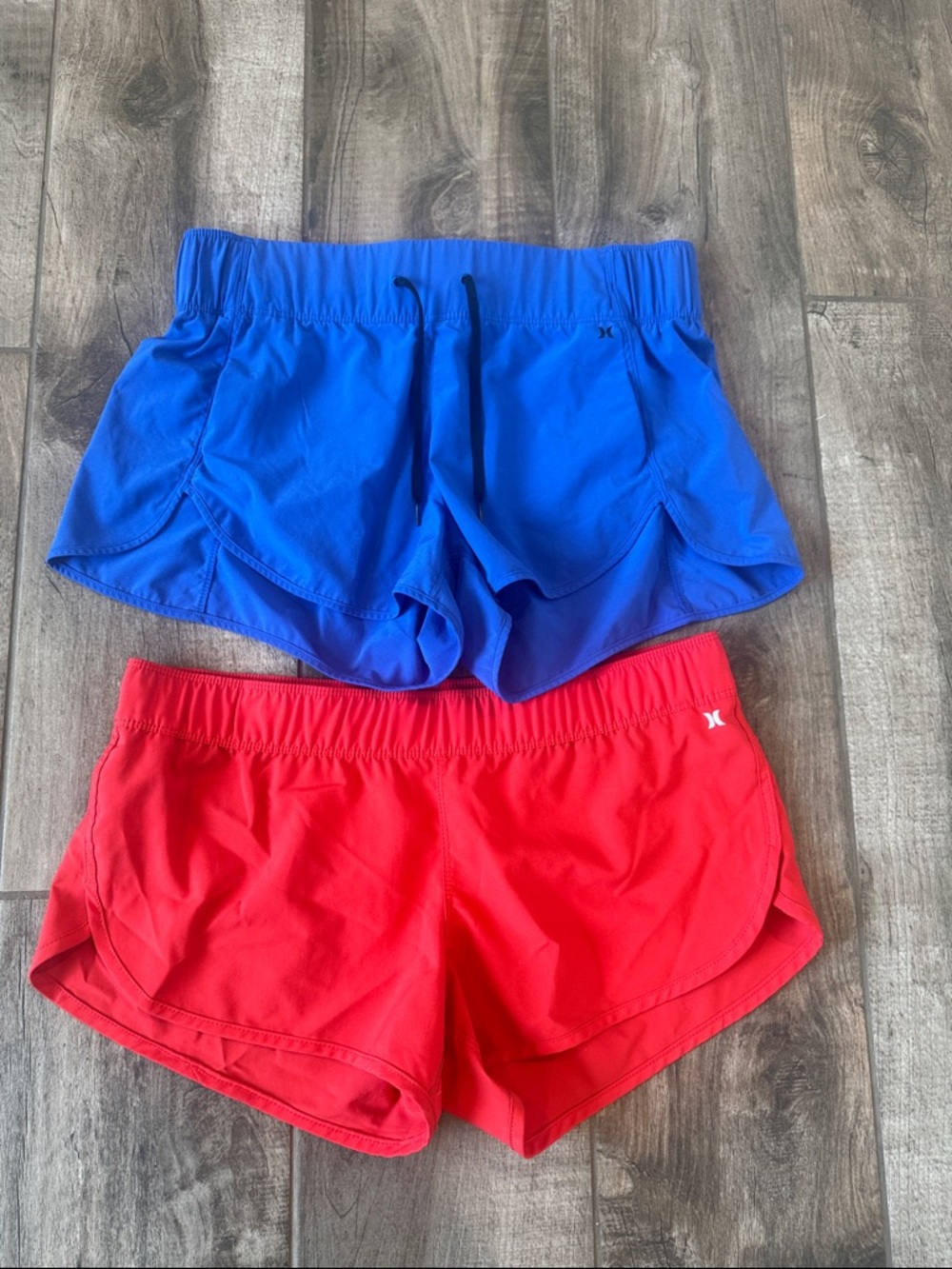 Hurley Blue and Red Women's Athletic Shorts Set